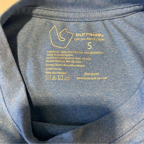 BURNSIDE Men's Swim Shirt Quick Dry Blue Long Sleeve Pullover UPF 30+ Small - Picture 8 of 9